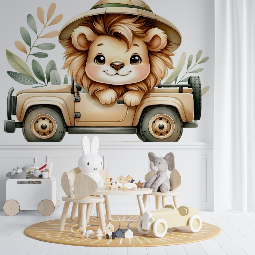 Papier peint lion safari enfant chambre de bebe