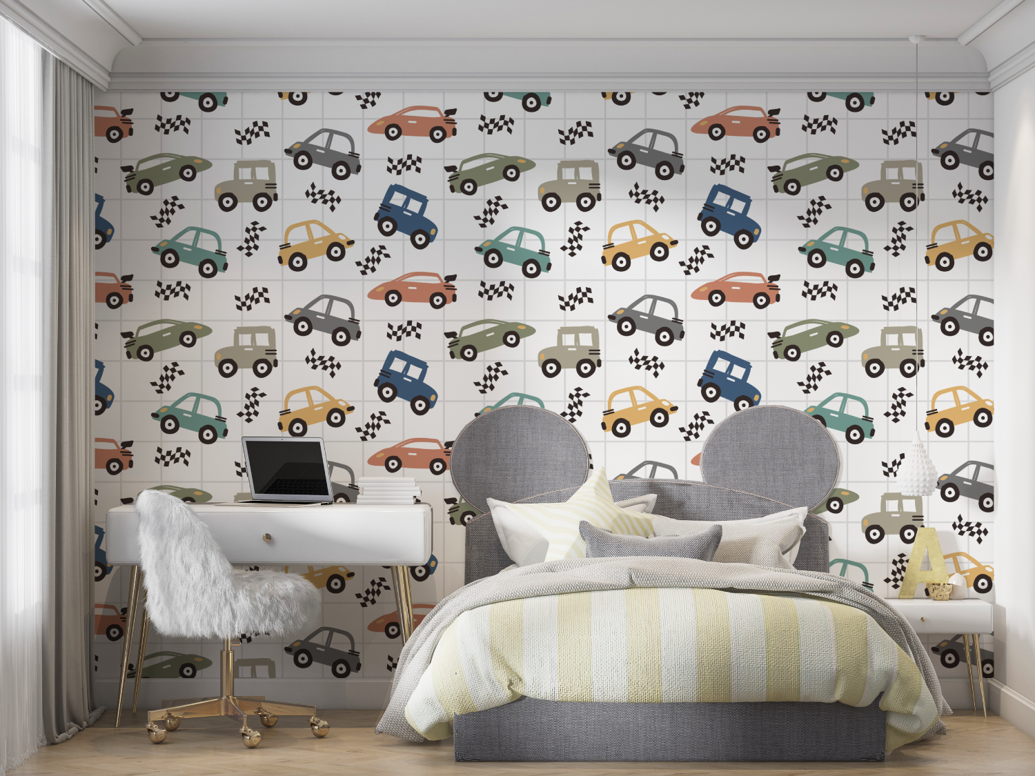 Papier peint petites voitures enfant mur chambre panoramique