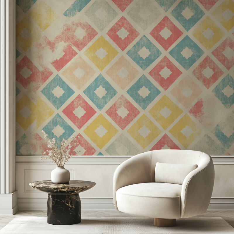 Papier peint vintage style annee 50 chaise tendance