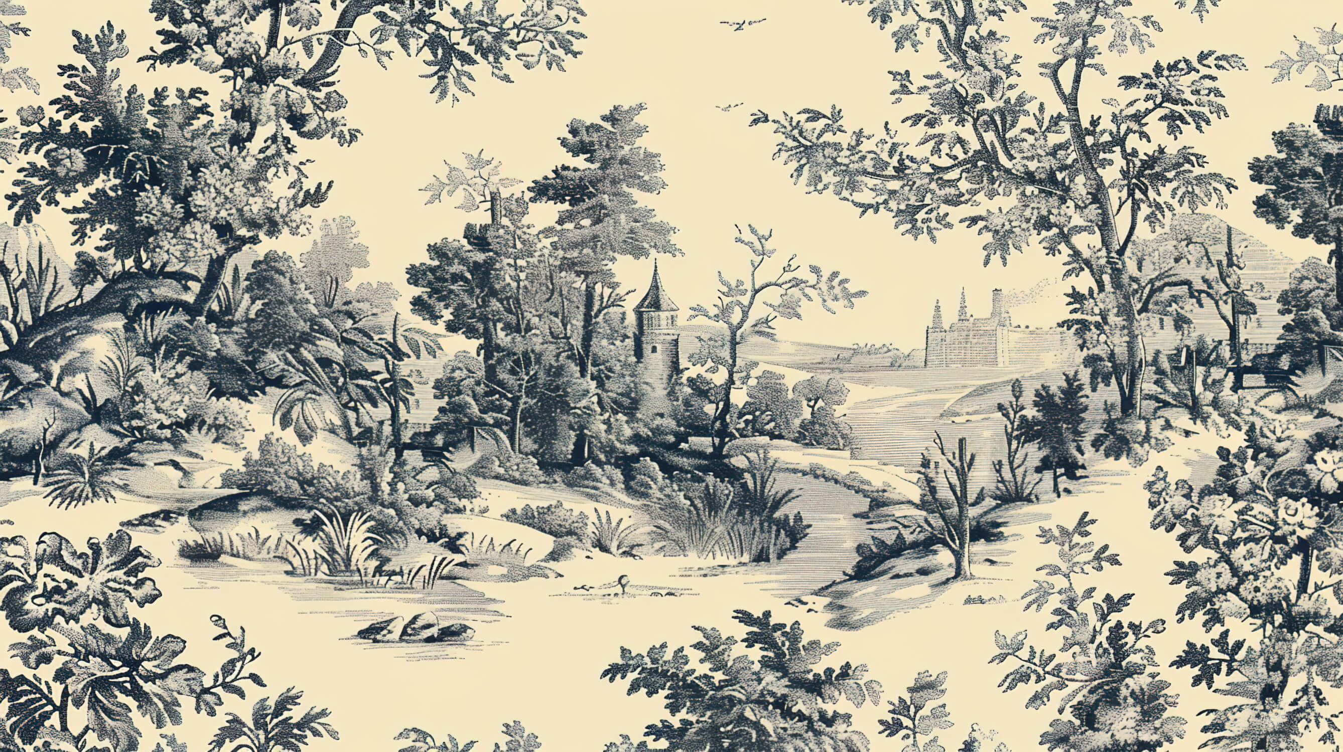 Papier Peint Toile De Jouy Chateau