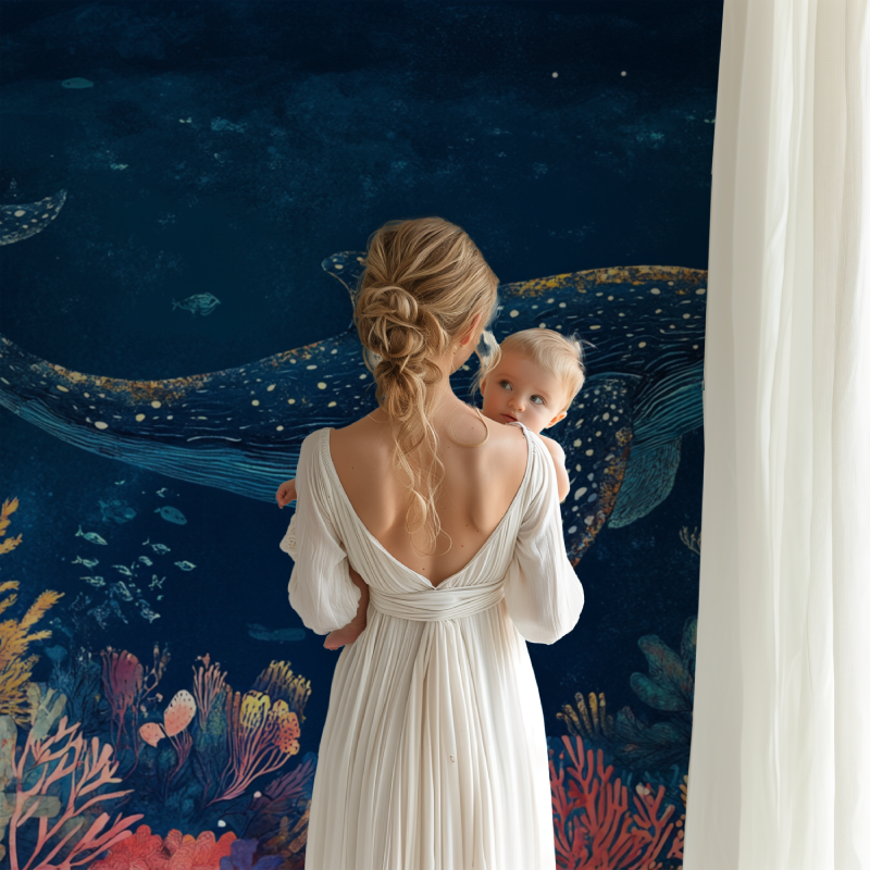 Papier peint baleine et tresor bb123