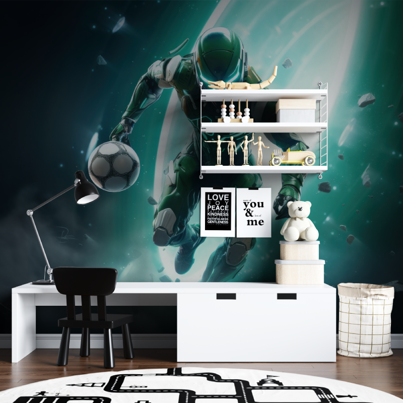 Papiers peint footballer futuriste tapisserie chambre ados