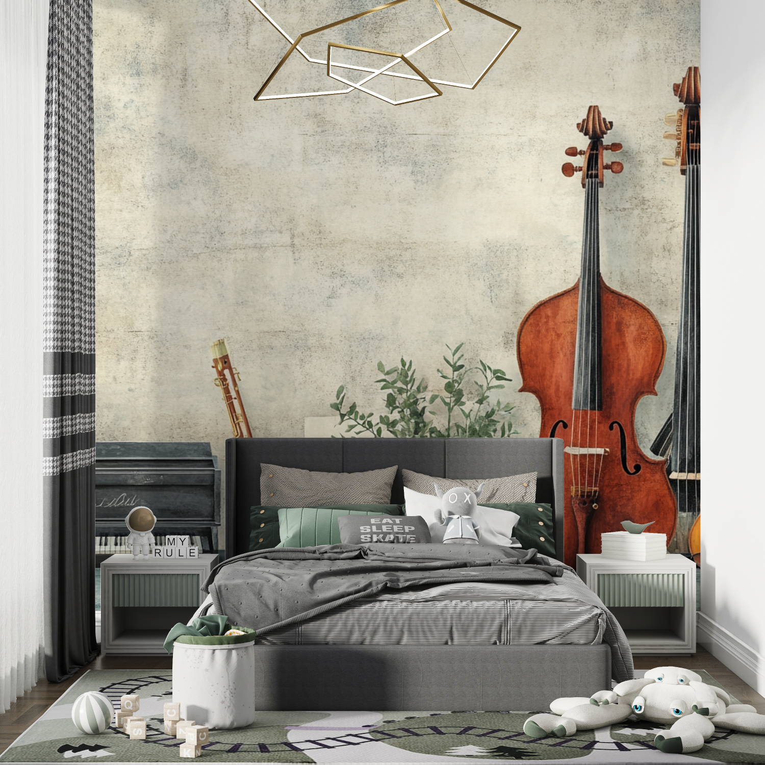 Papier peint musicien instrument chambre de garcon