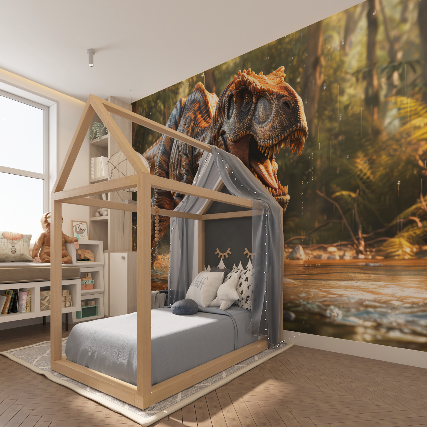 Papier Peint Tyrannosaurus rex à l'état sauvage - tapisserie garçon