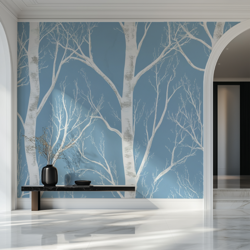 Papier peint arbre blanc salon beau