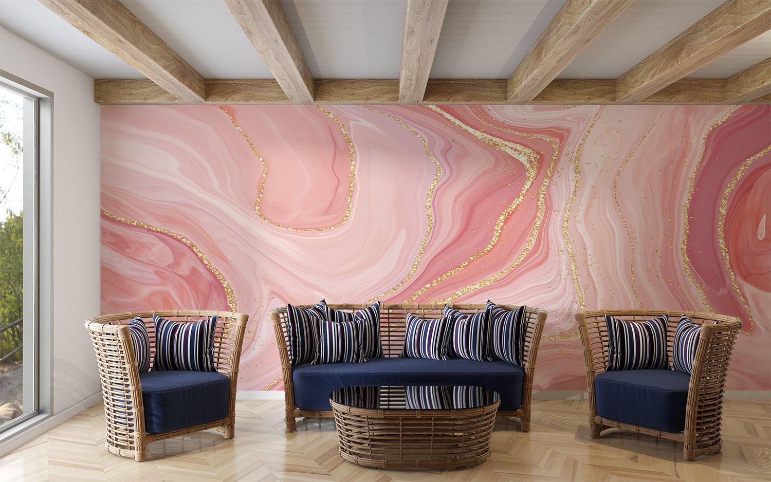 Papier Peint Rose Marbre