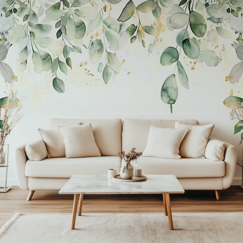 Watercolor Green Foliage Wallpaper