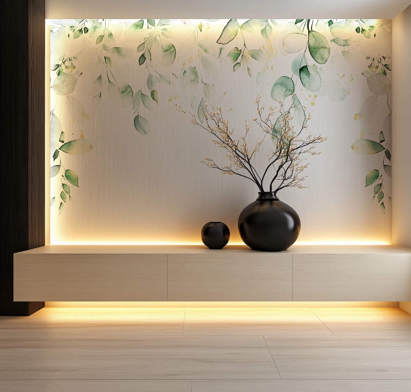 Watercolor Green Foliage Wallpaper