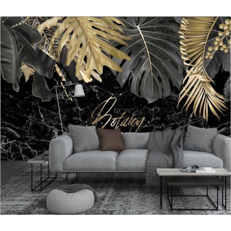 Papier Peint Jungle Noir et Doré