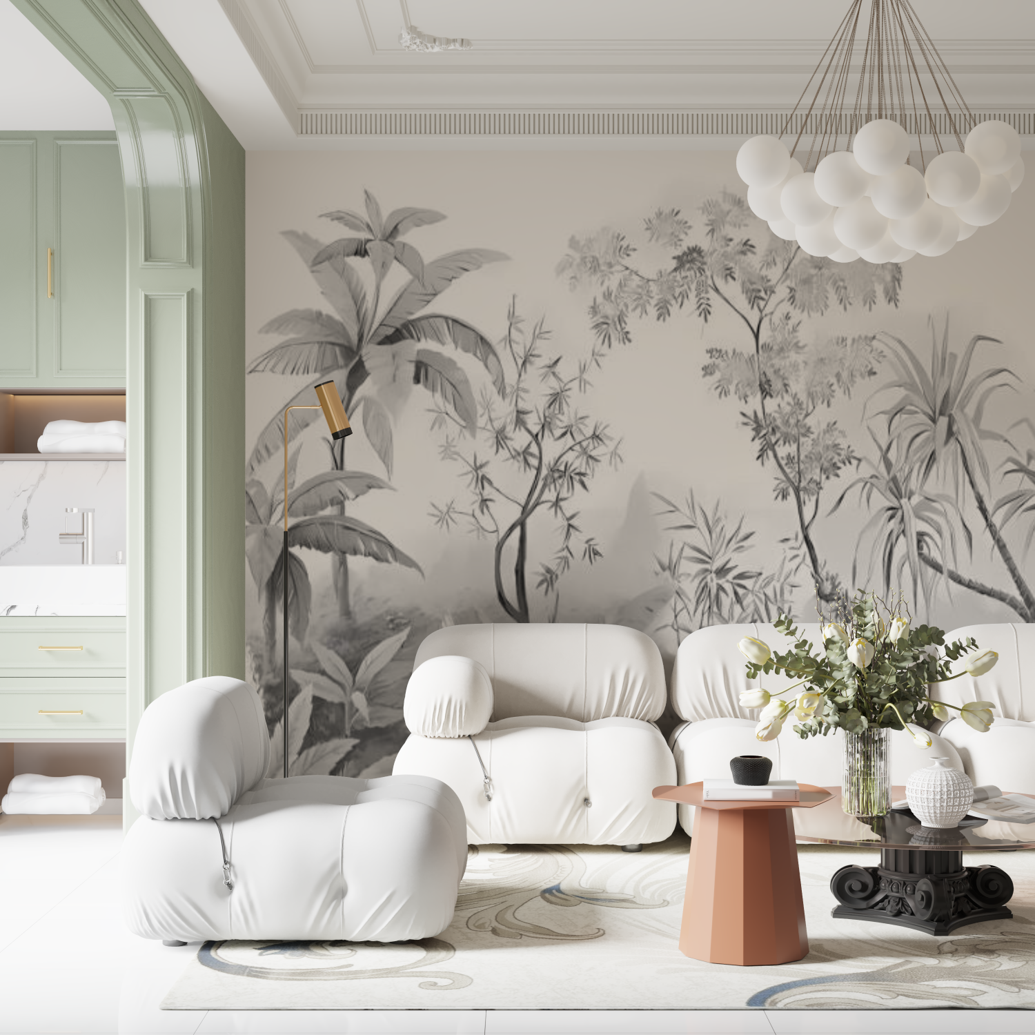 Papier Peint Noir et Blanc Jungles