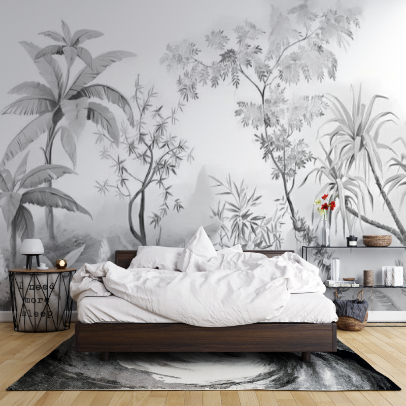 Papier Peint Noir et Blanc Jungles