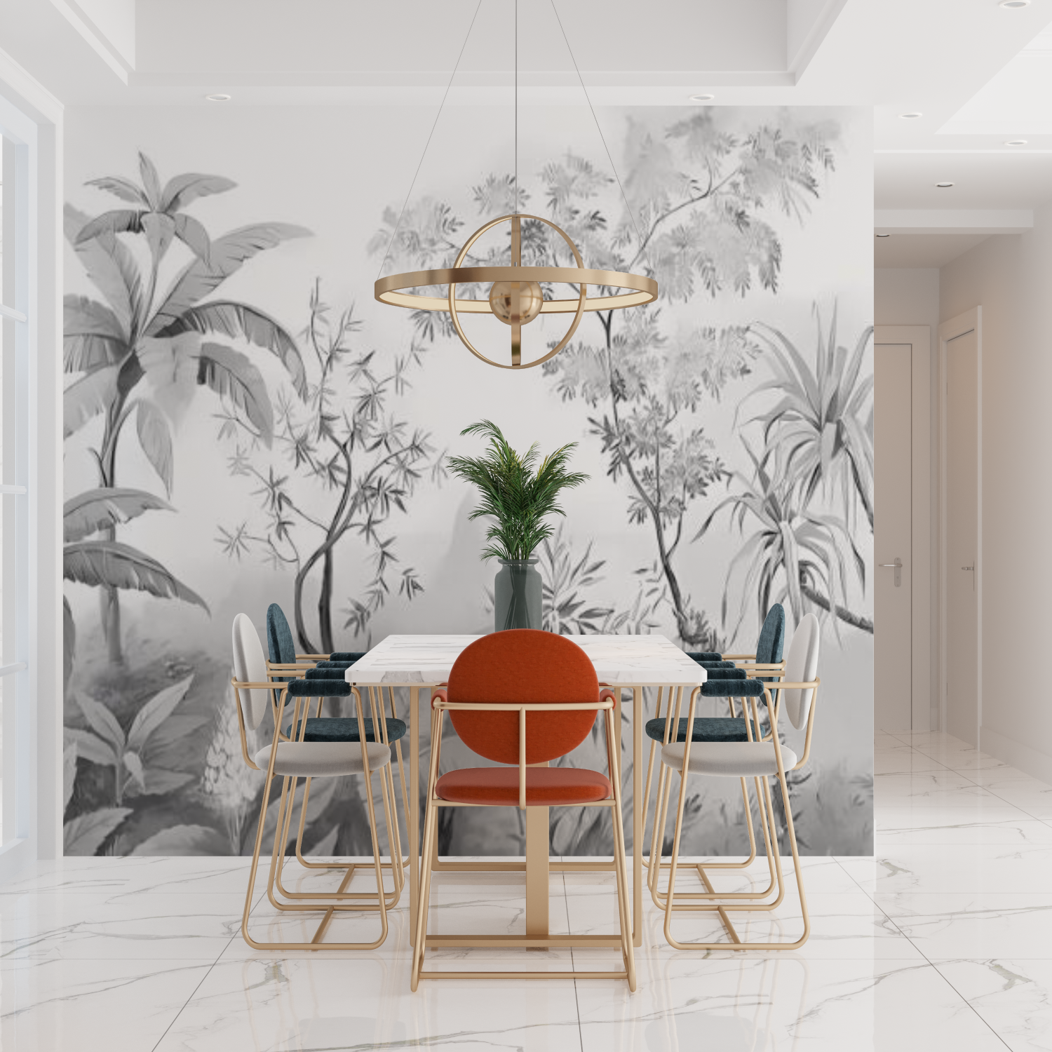 Papier Peint Noir et Blanc Jungles