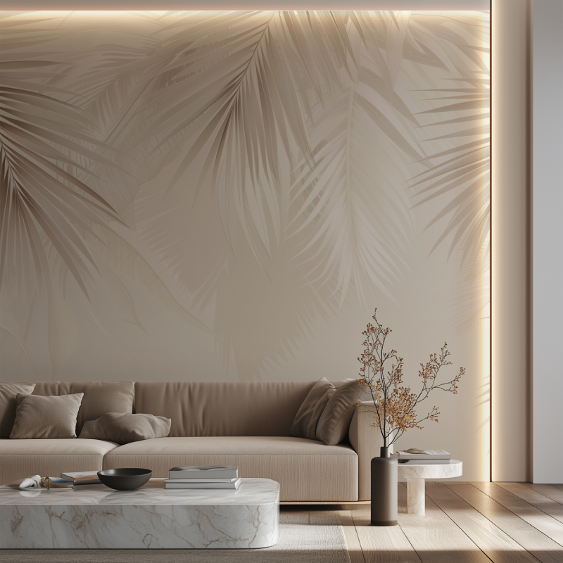 Papier Peint Palmier Beige