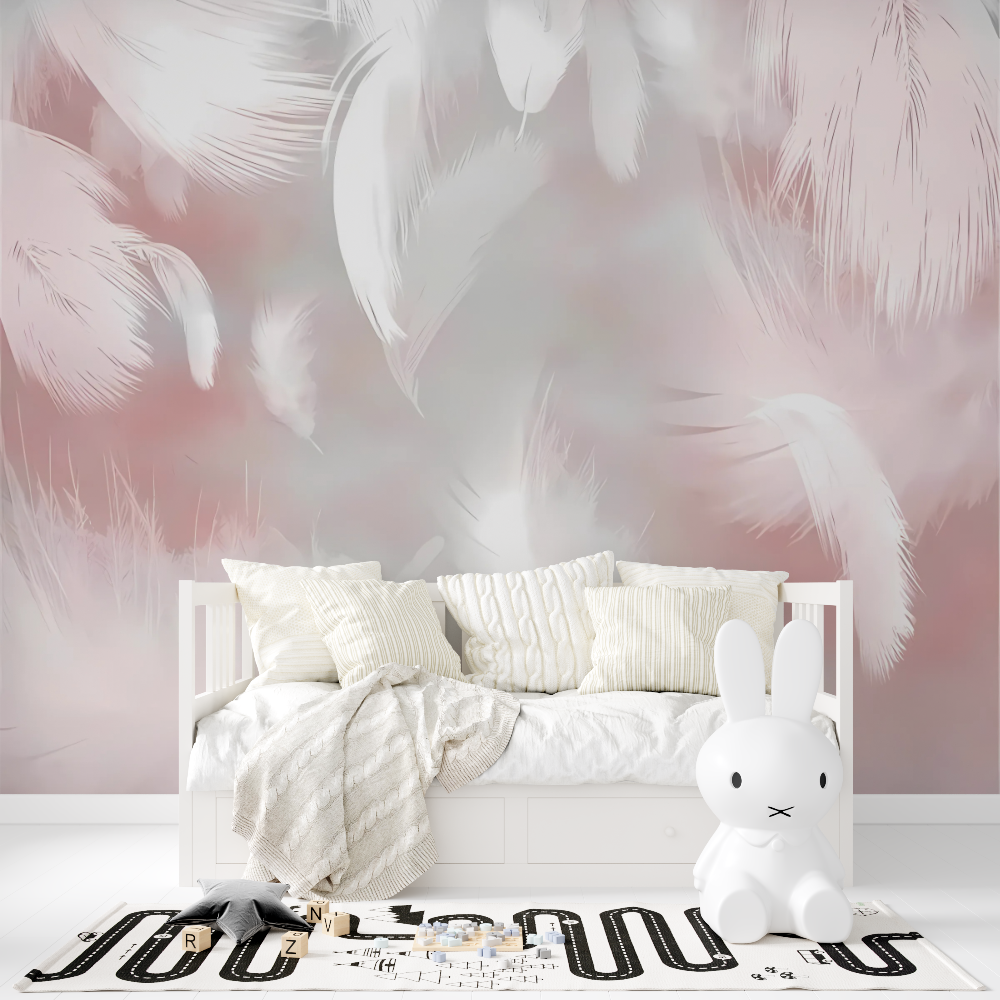 Papier Peint Plume Rose