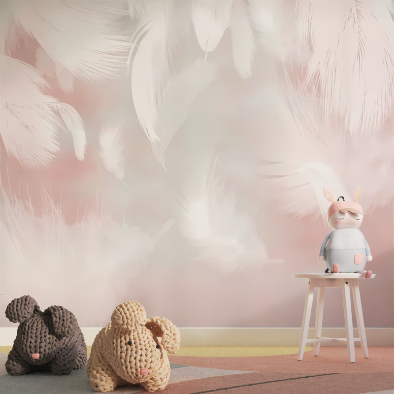 Papier Peint Plume Rose