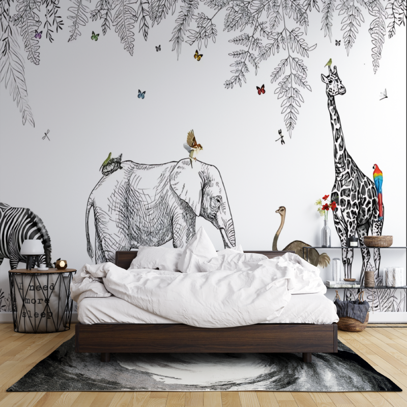 Papier Peint Savane Noir et Blanc