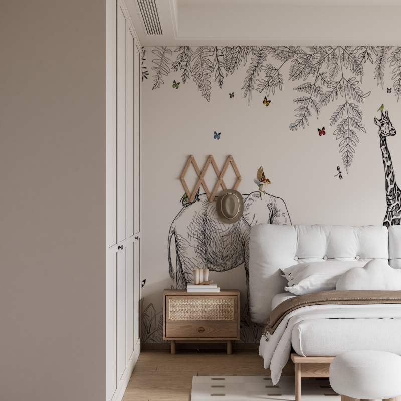 Papier Peint Savane Noir et Blanc