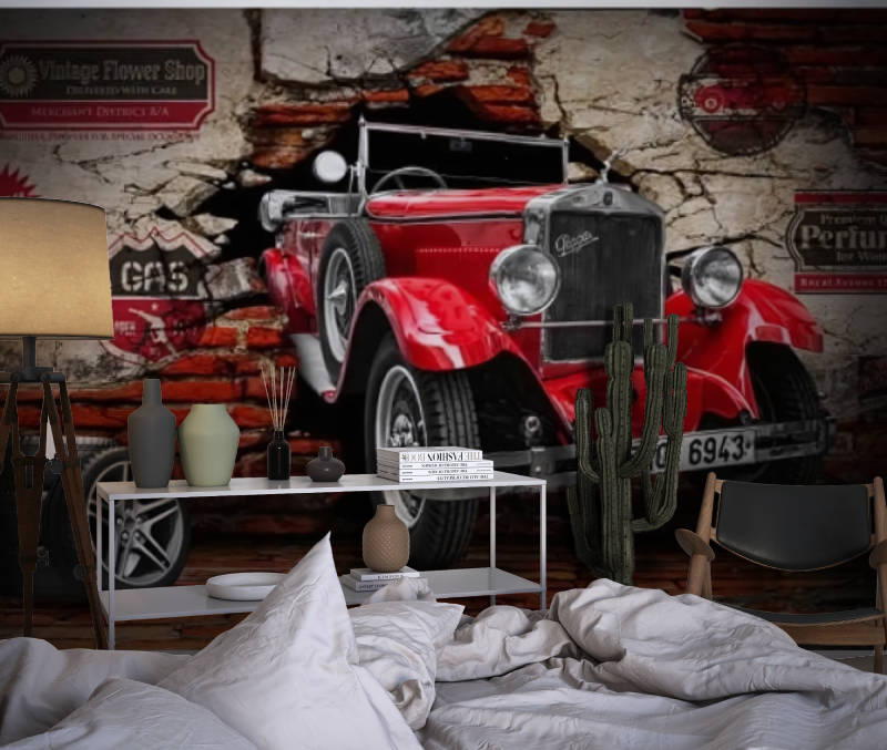 Papier Peint Trompe L'oeil Voiture Vintage