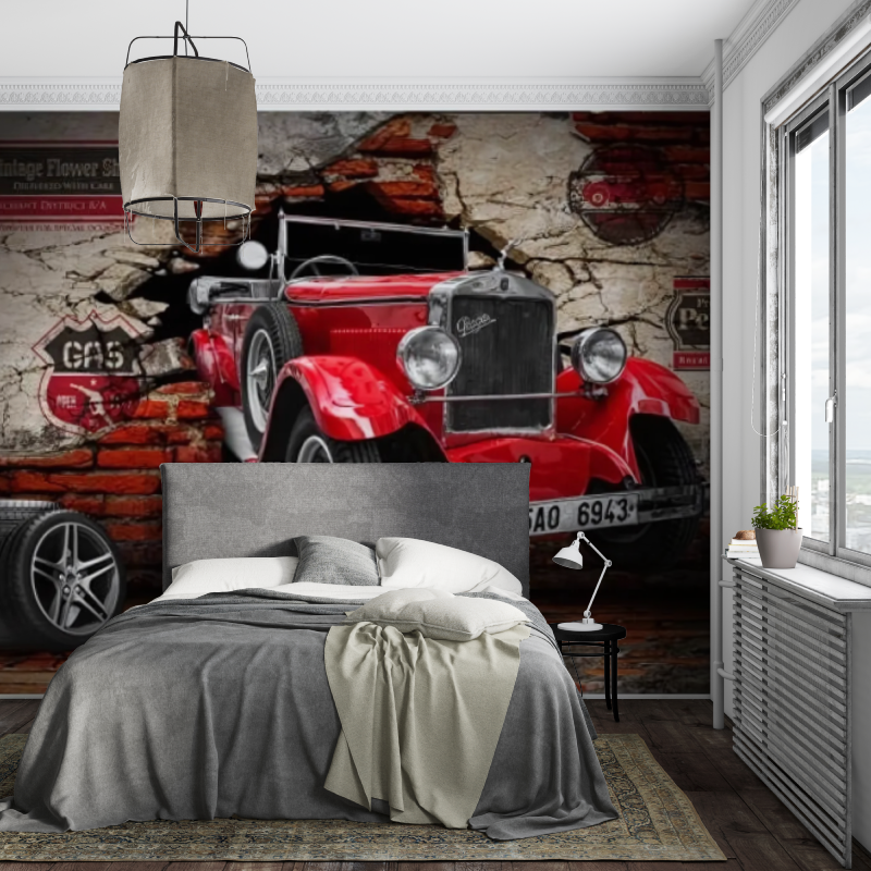 Papier Peint Trompe L'oeil Voiture Vintage