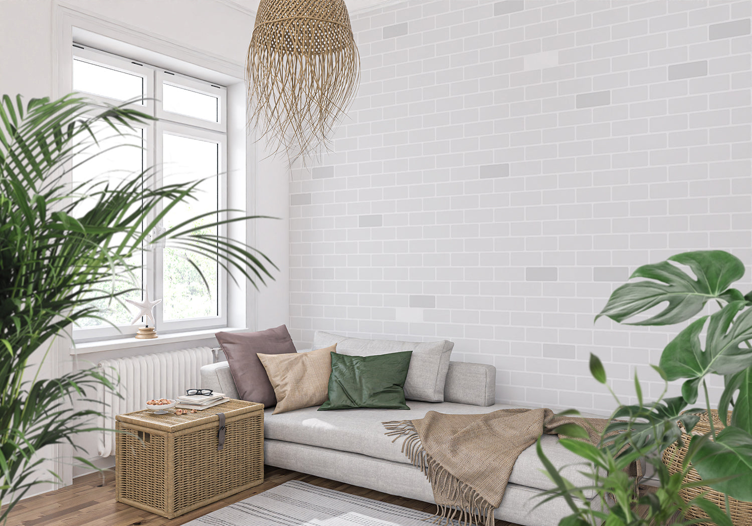 Papier Peint Brique Gris Et Blanc