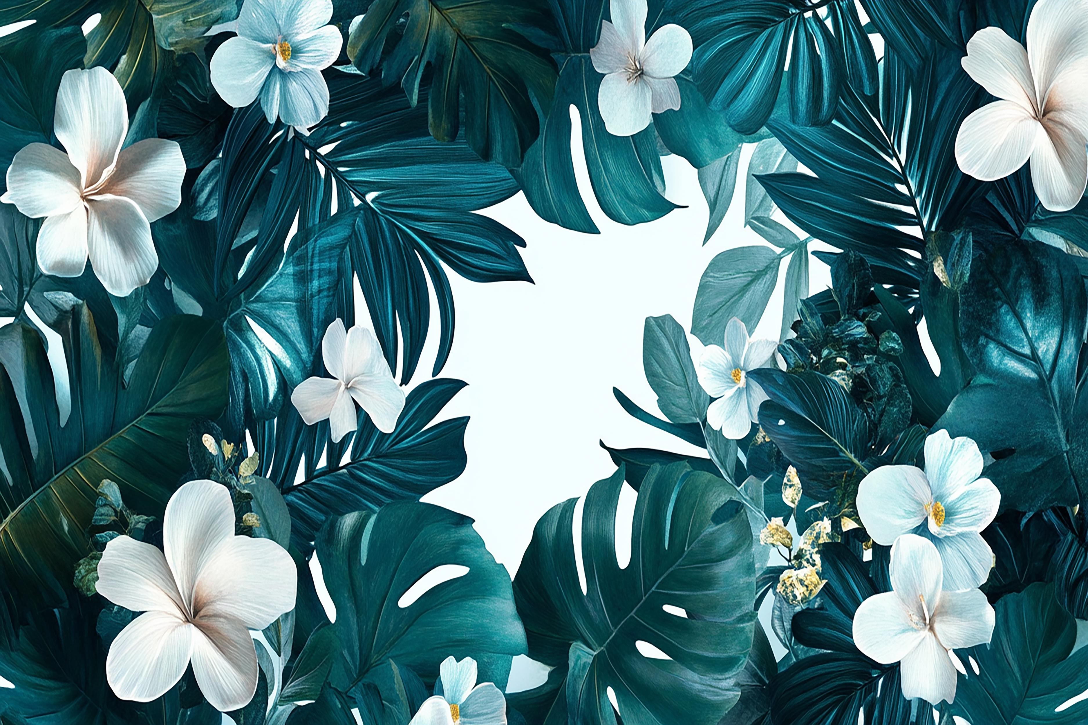 Duck blue flowery wallpaper