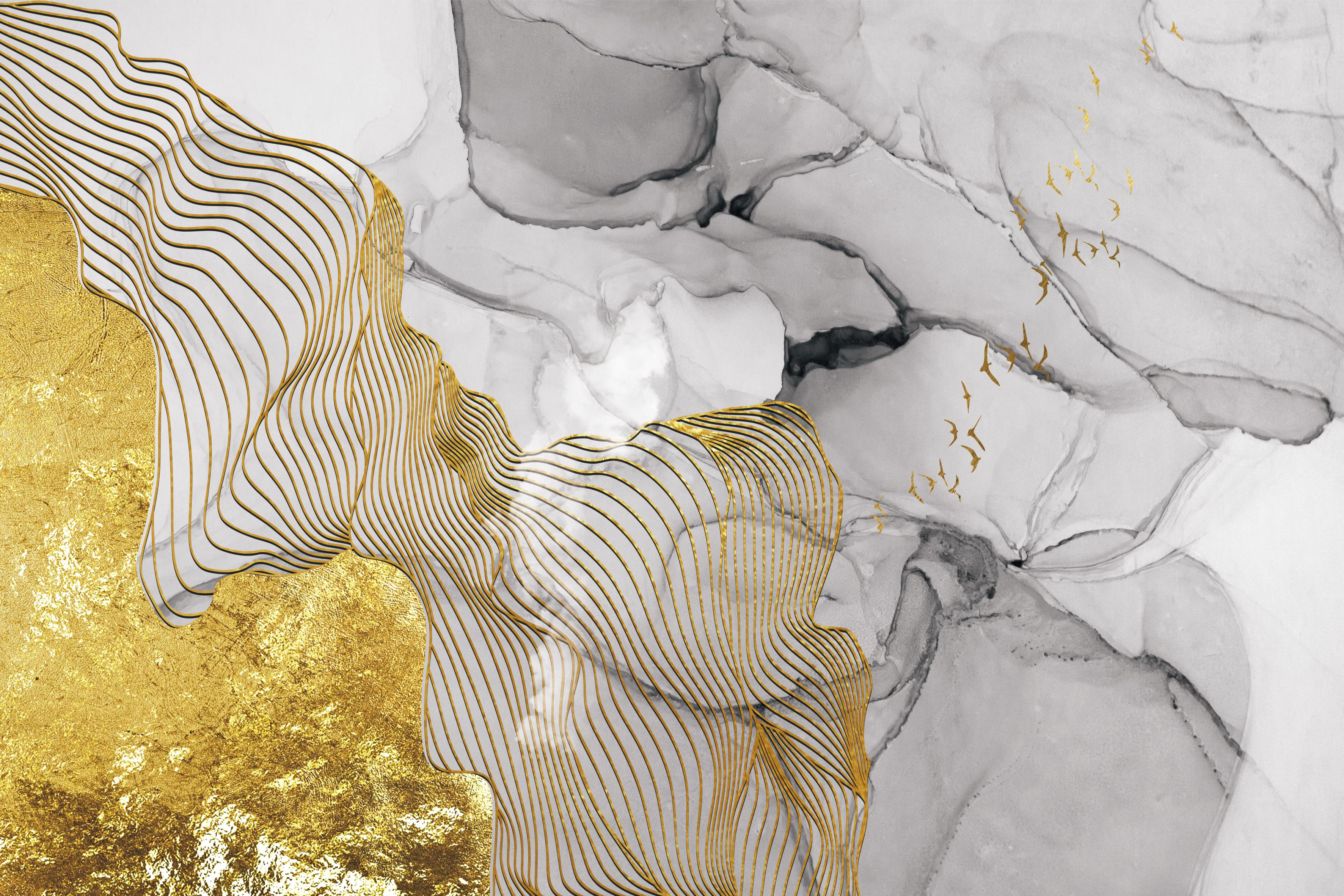 Tapeta Szaro-Czarno-Złota