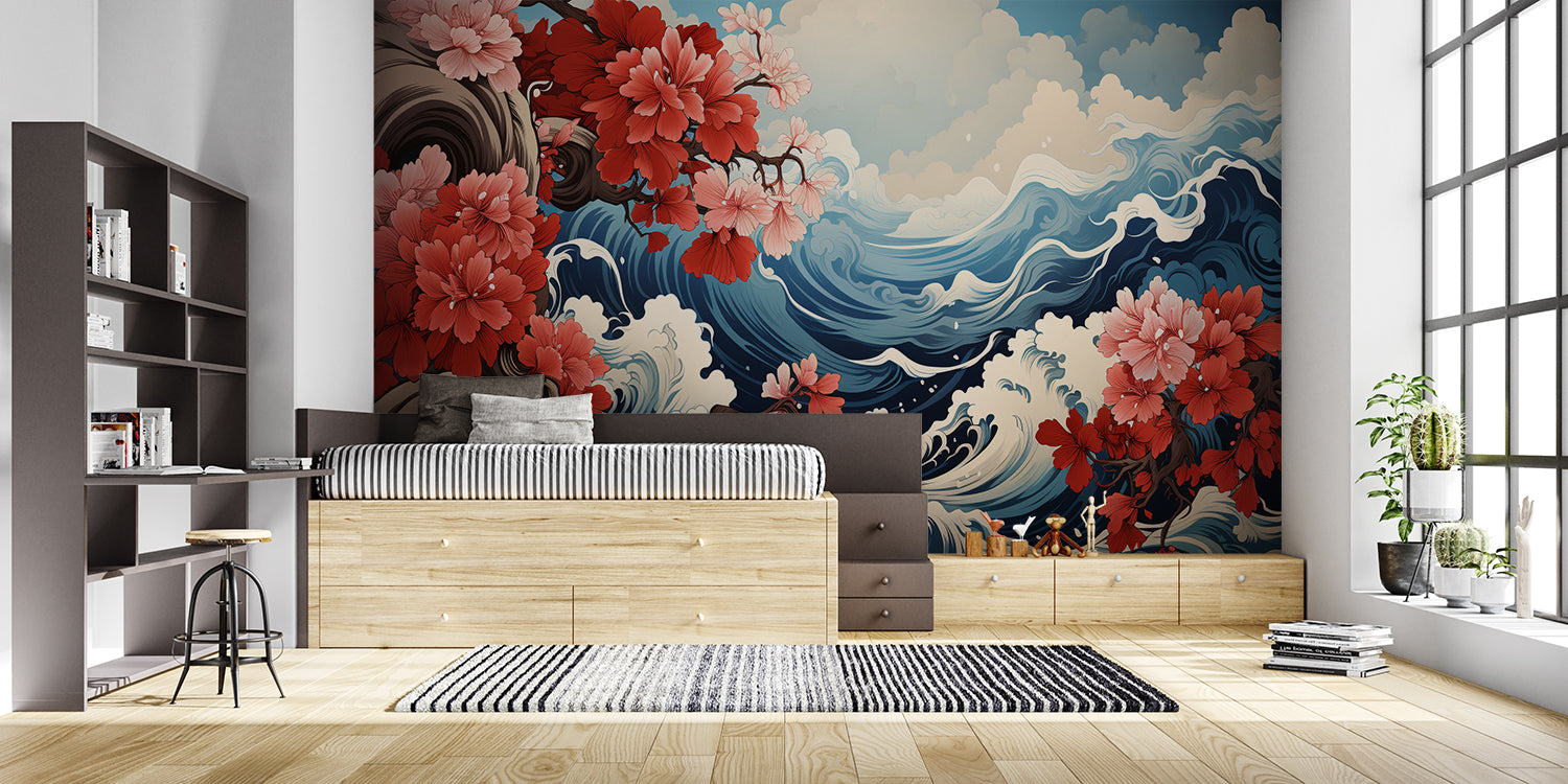 Papier Peint Japonisant Bleu