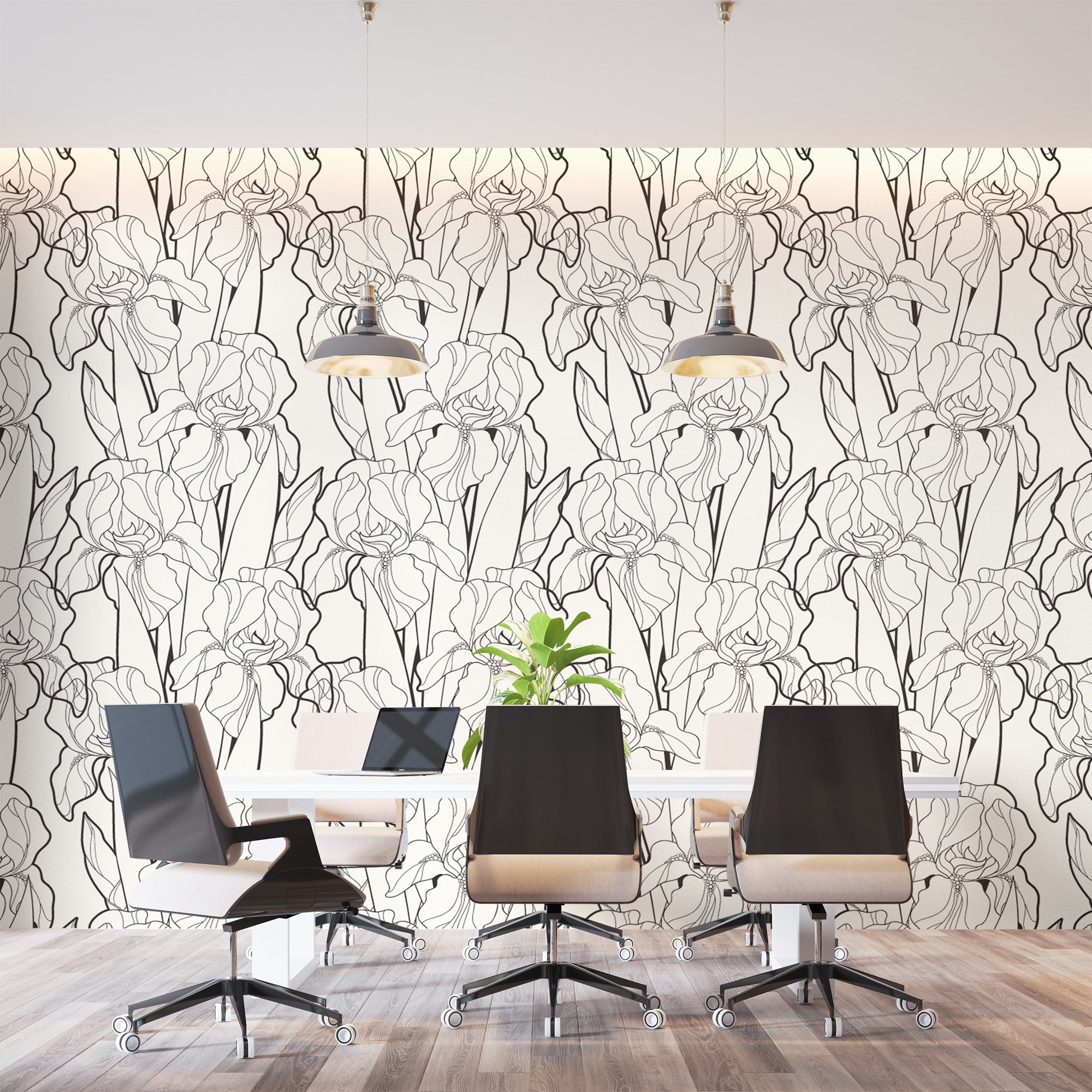 Papier Peint Noir Et Blanc Végétal