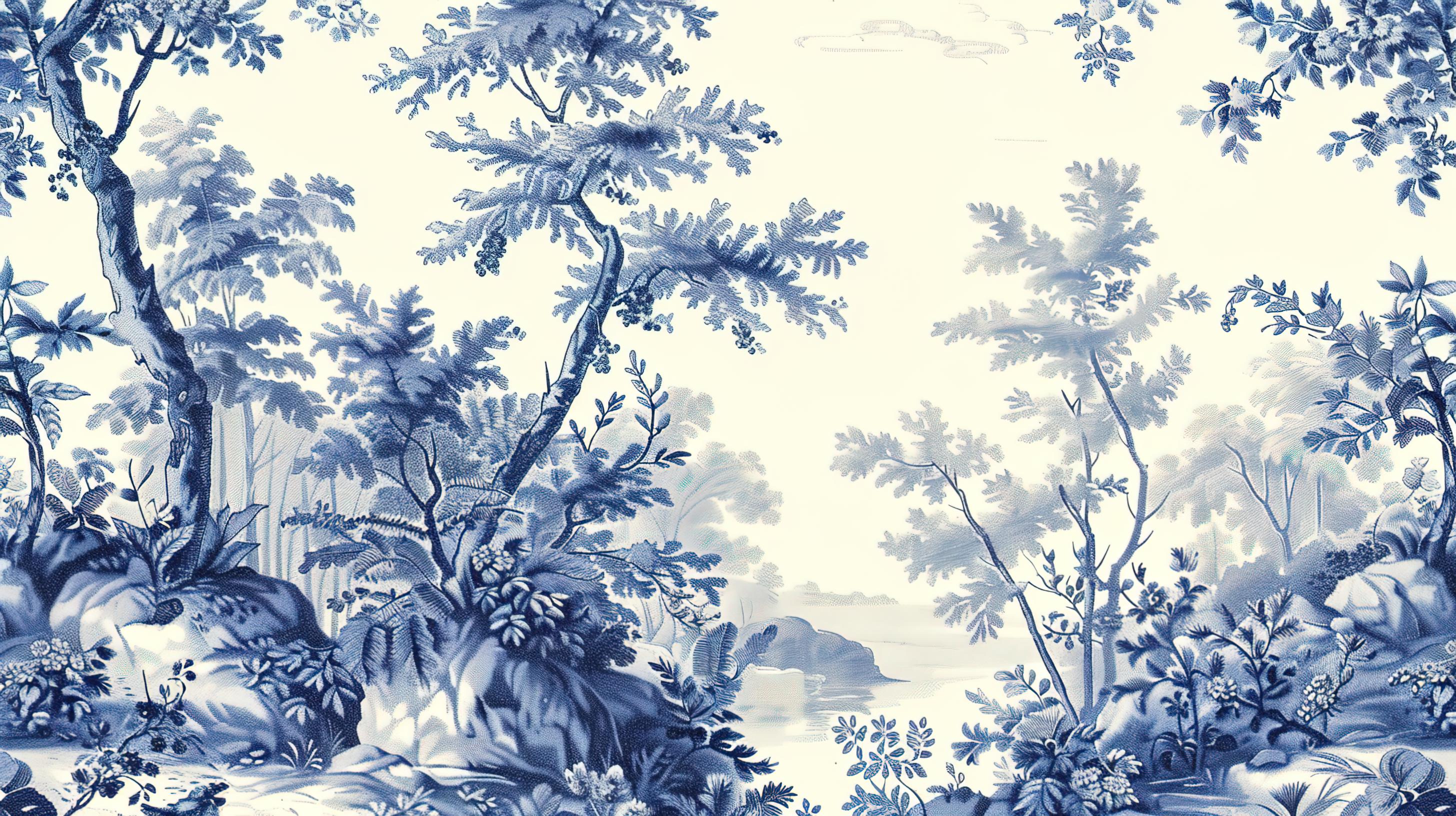 Blue jungle panoramic wallpaper
