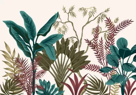 Terracotta foliage wallpaper
