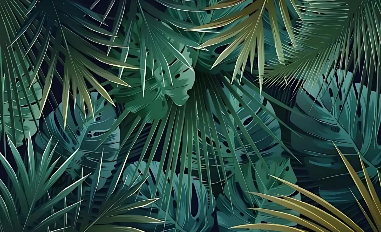Trompe l'oeil jungle wallpaper