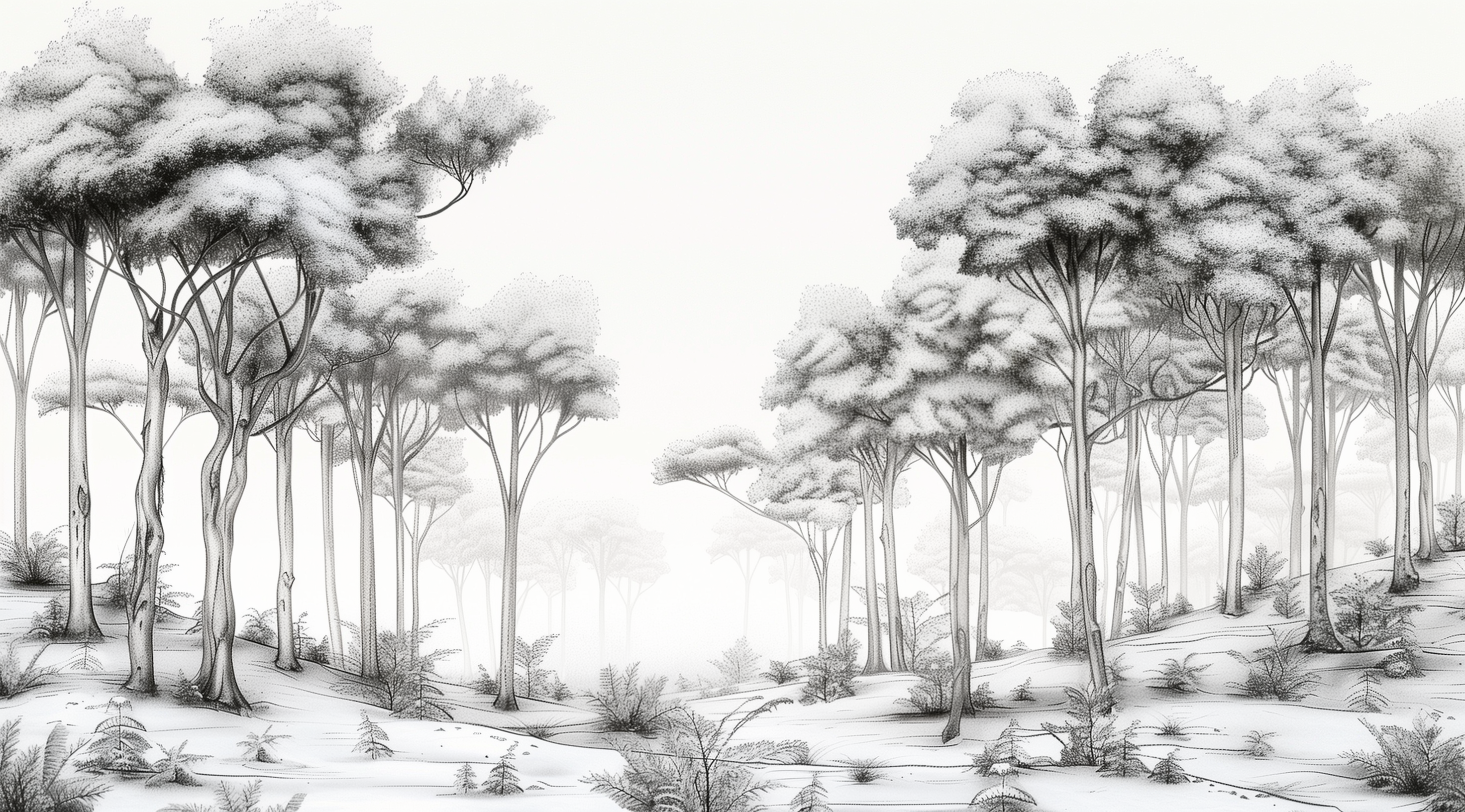 Trendy Watercolor Trees Wallpaper