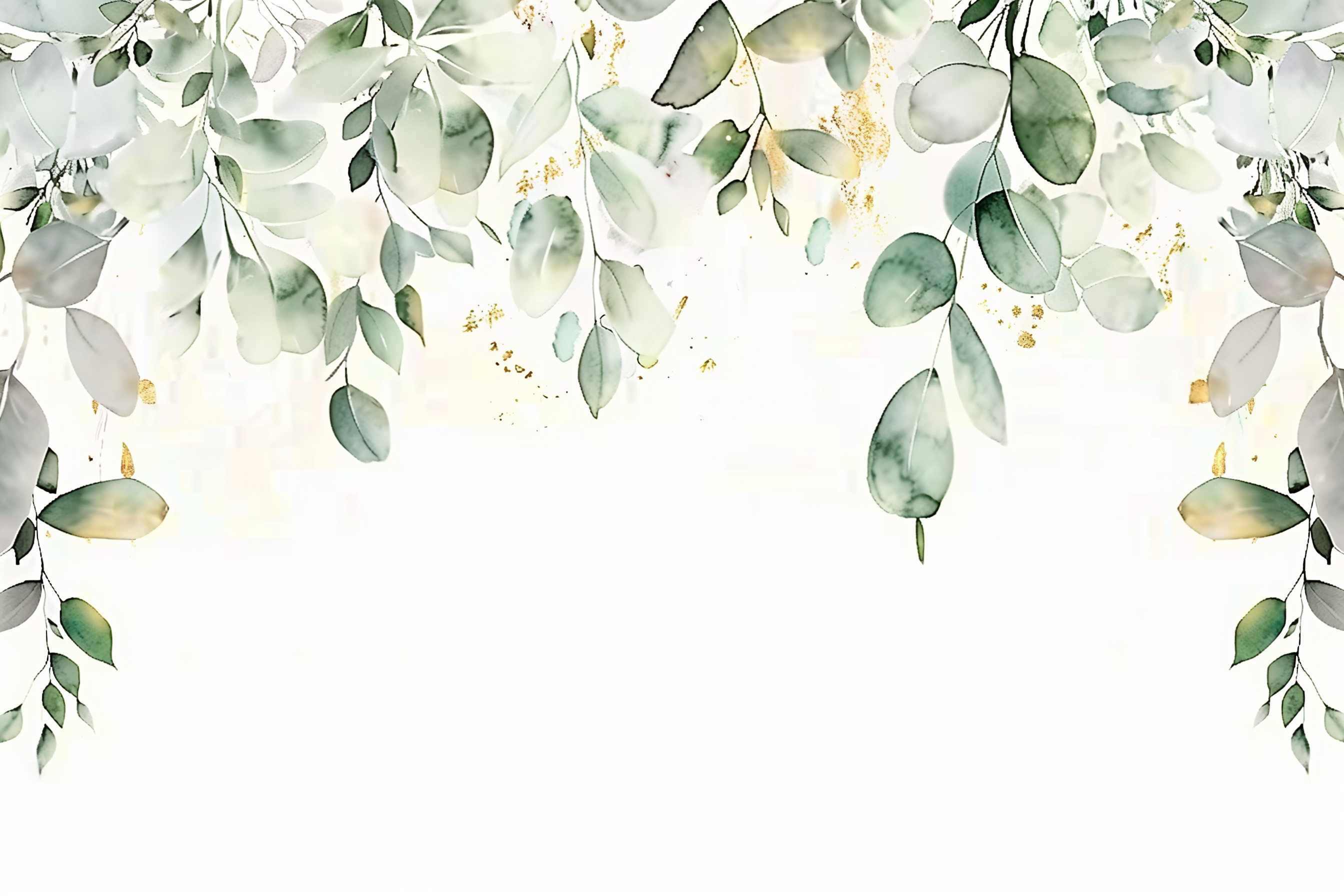 Watercolor Green Foliage Wallpaper