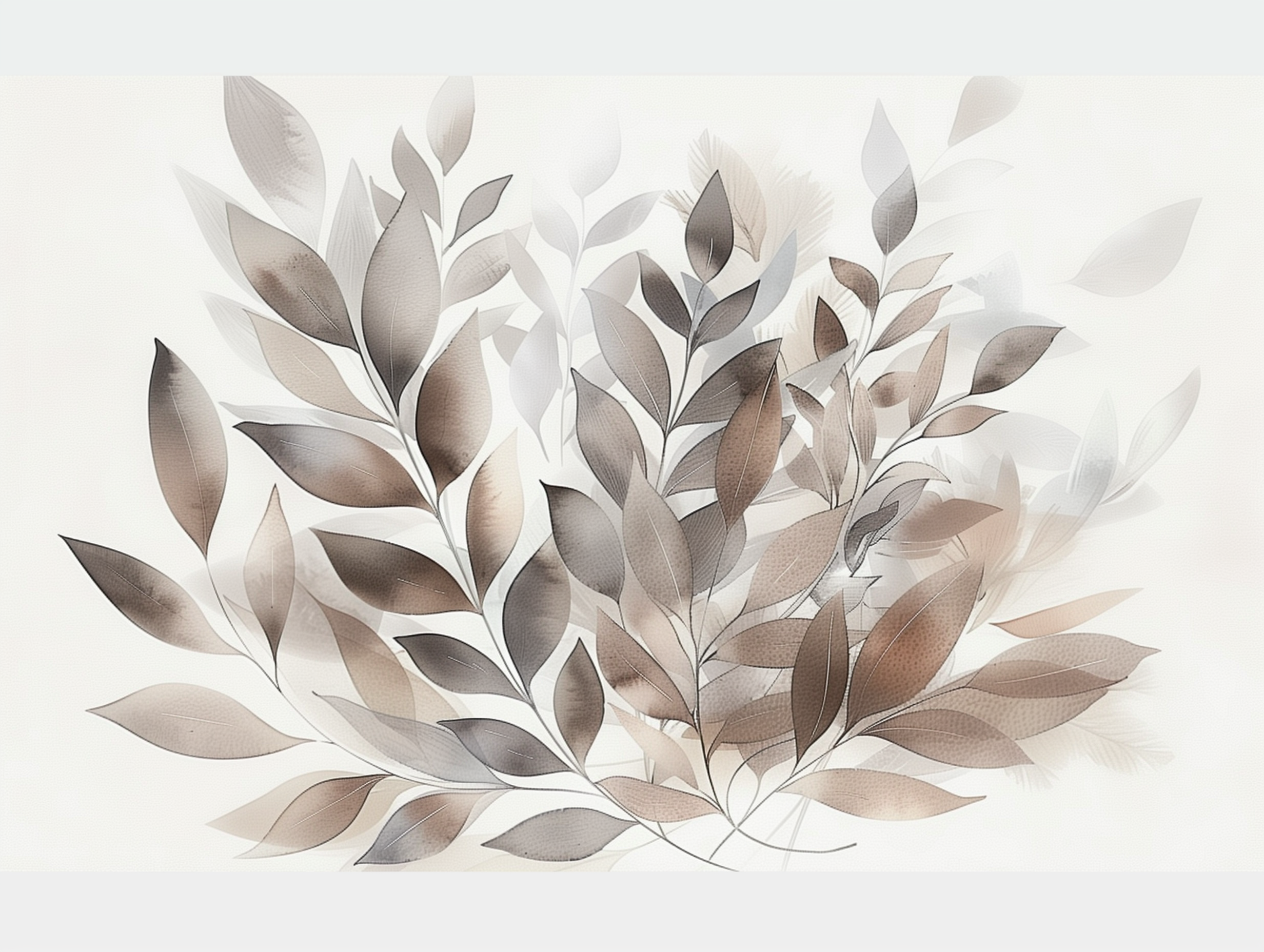 Trendy Beige Foliage Wallpaper