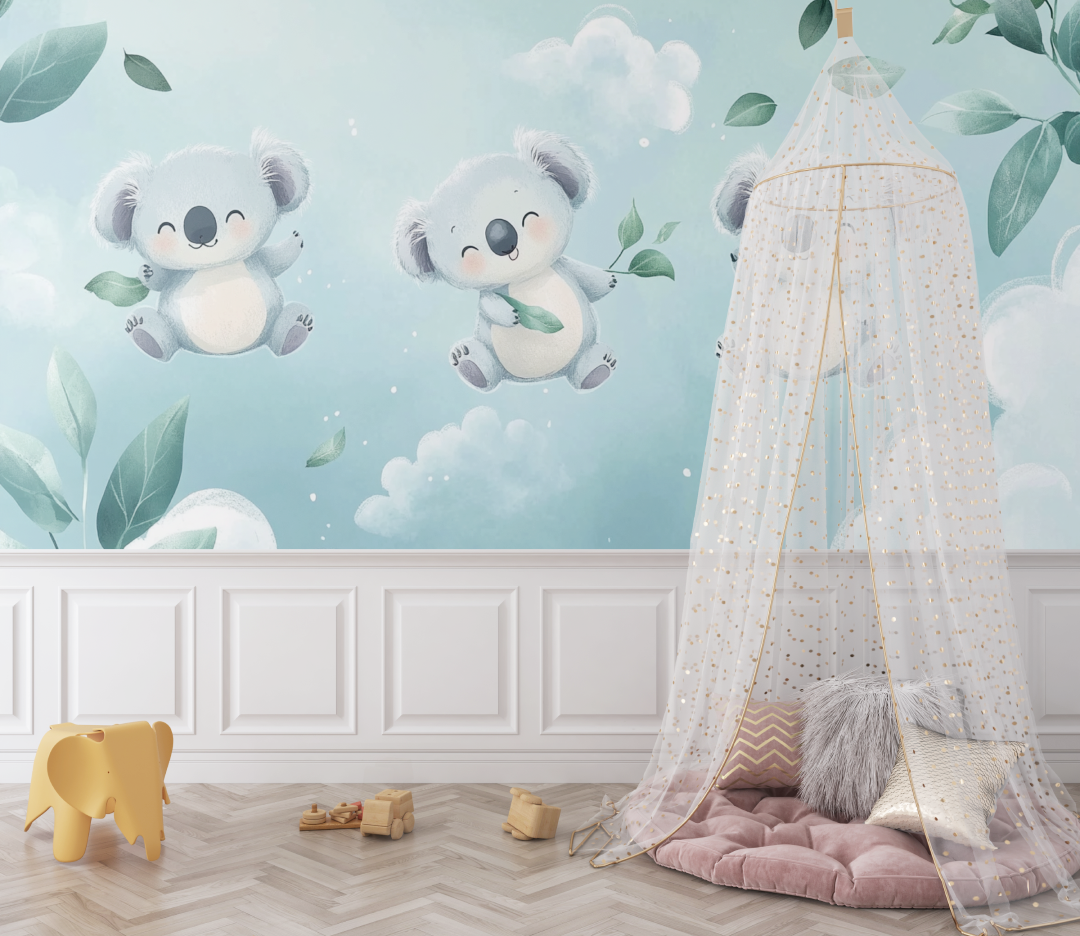 Papier peint koala dans un souffle dair bebe