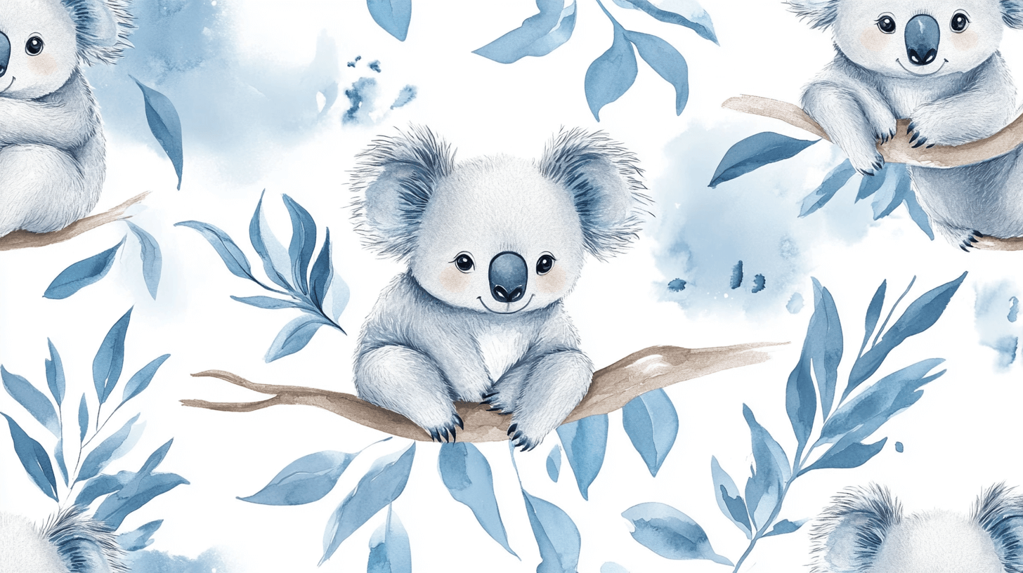 Papier Peint Koala Entouré De Plumes Légères