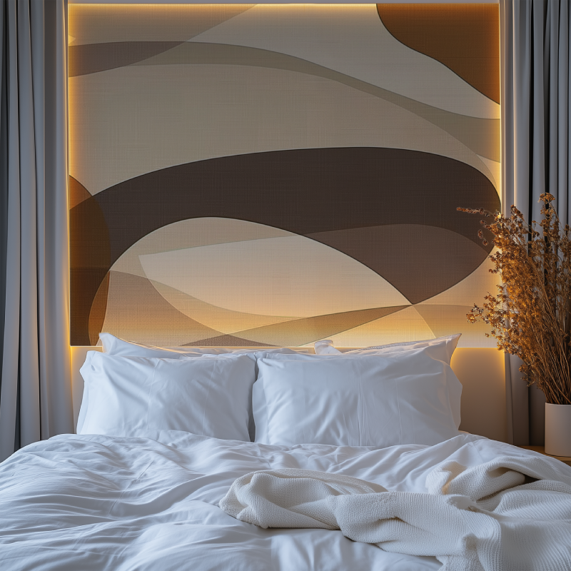 Papier peint panoramique organique marron chambre premium