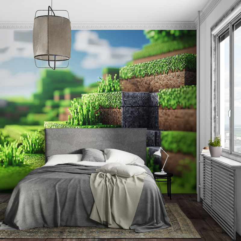 Papier peint paysage minecraft piece ados