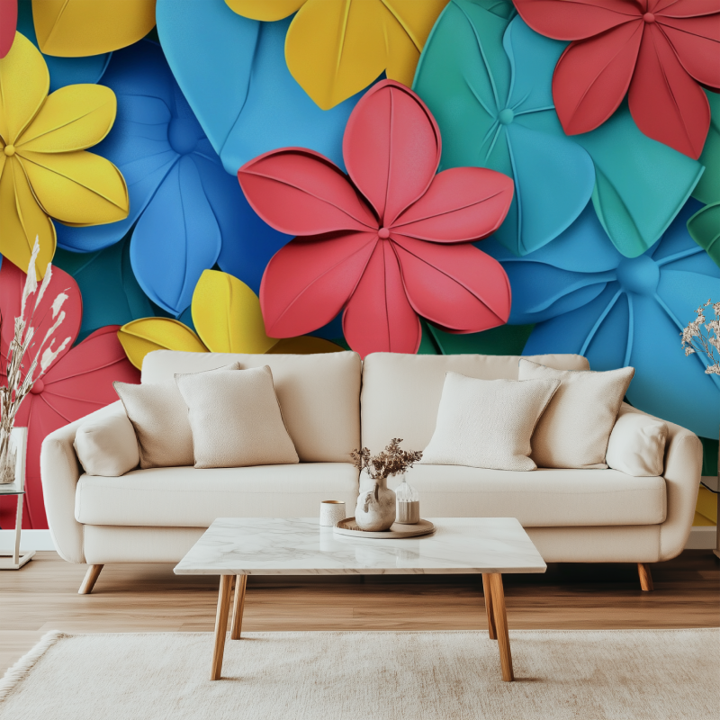 Papier peint fleur cartoon canape simple