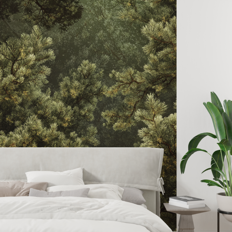 Papier peint trompe loeil arbre tapisserie tendance