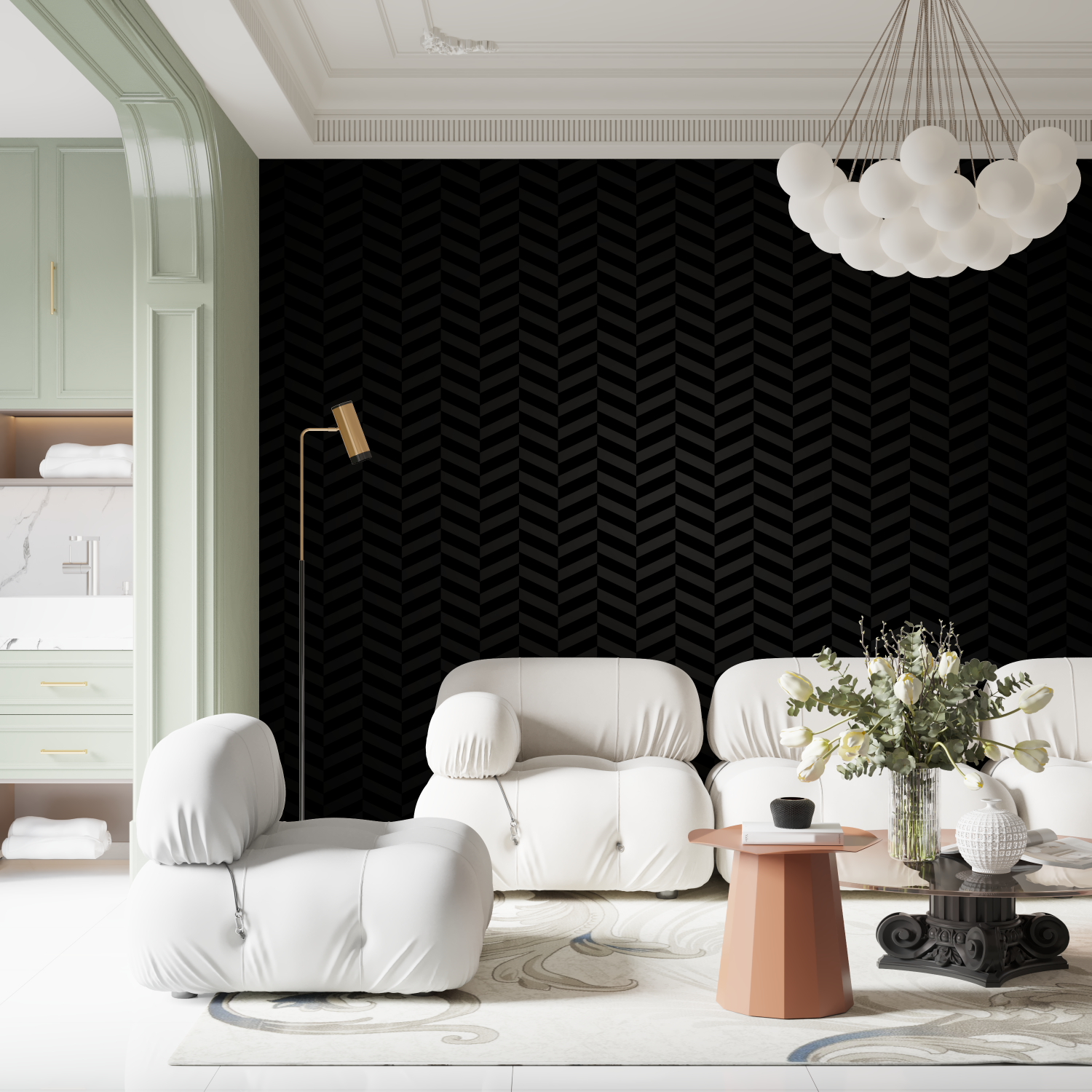 Papier Peint Chevron Noir - design