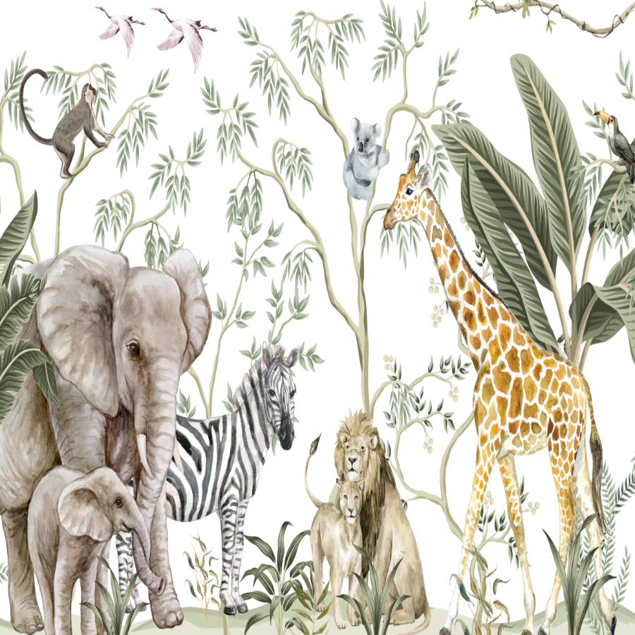 Animals Wallpaper <br/> Giraffe and Elephant Safari