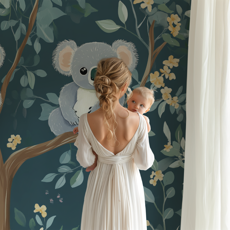 Papier peint koala perche en haut dun arbre bb123