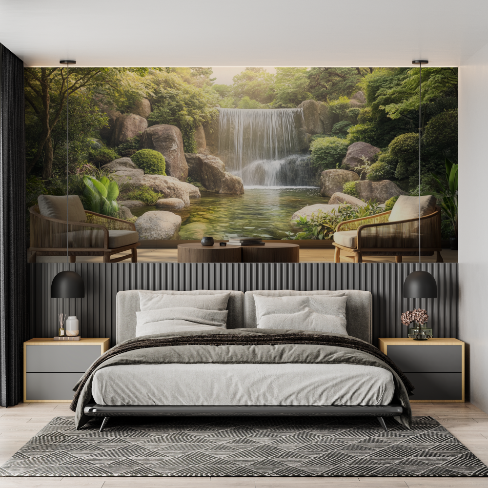 Papier peint trompe l oeil zen chambre adulte tendance