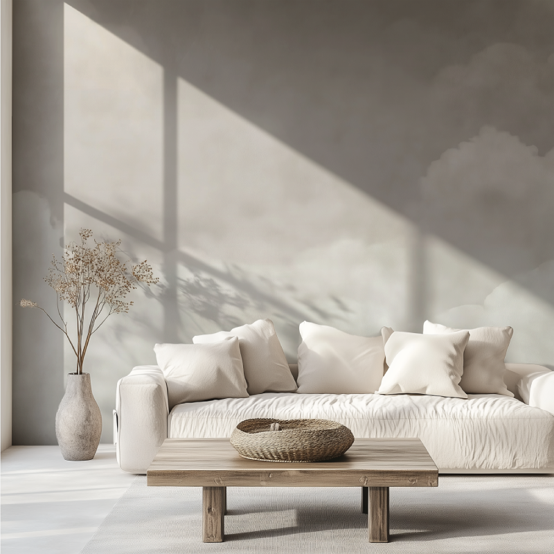 Cocooning clouds mural wallpaper canape tendance