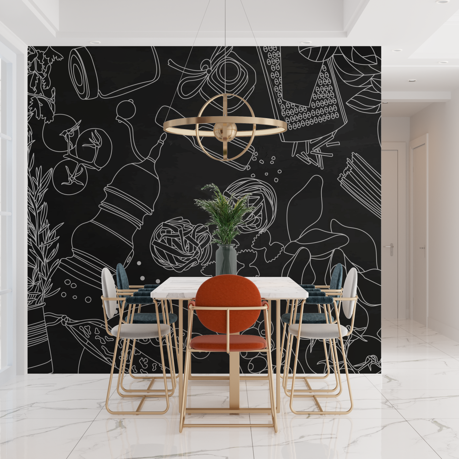 Papier Peint Noir Pour Cuisine - mur