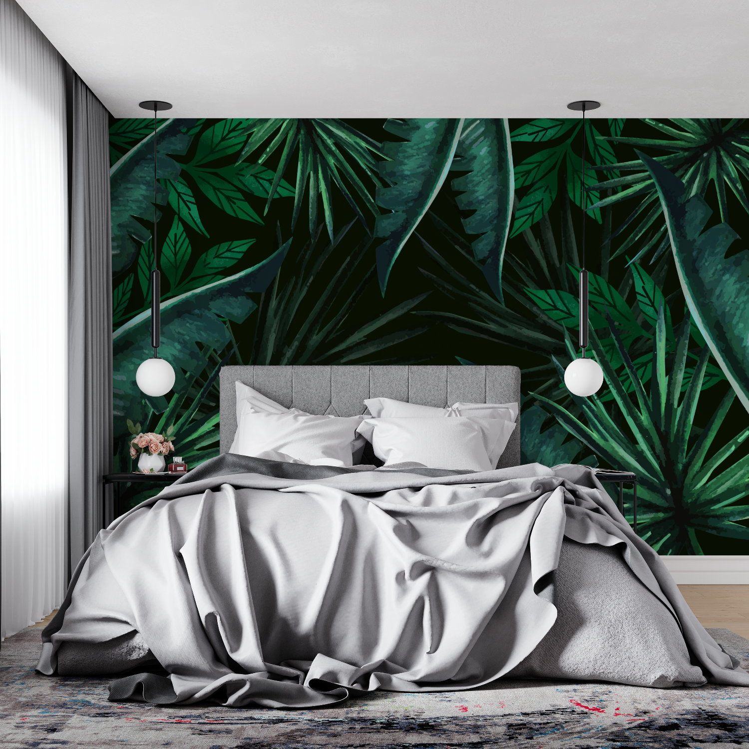 Papier Peint Vert Et Noir - tendance mur