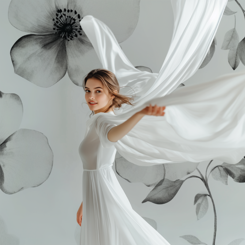 Papier peint fleur blanc modele
