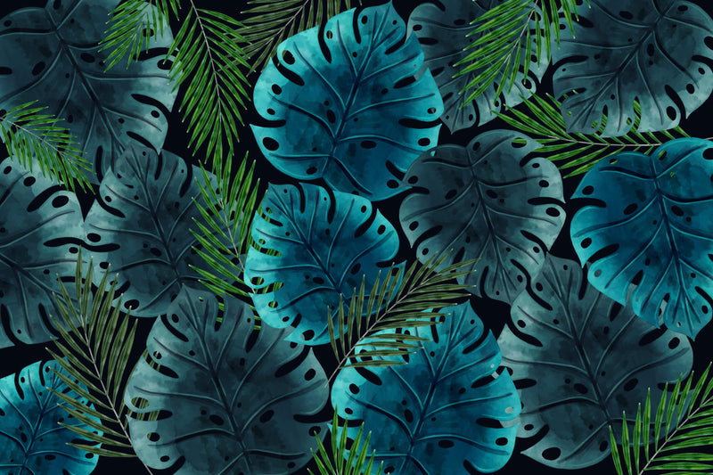 Papier Peint Jungle Bleu Et Vert