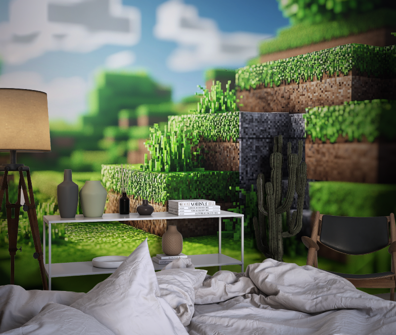 Papier peint paysage minecraft chambre dado1